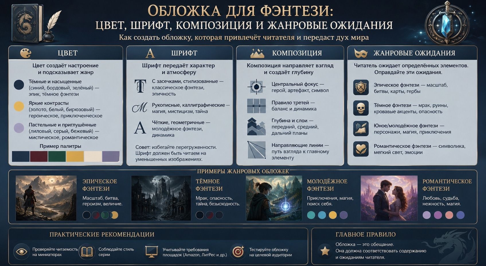 «Изображение к посту “Обложка для фэнтези: цвет, шрифт, композиция и жанровые ожидания”»